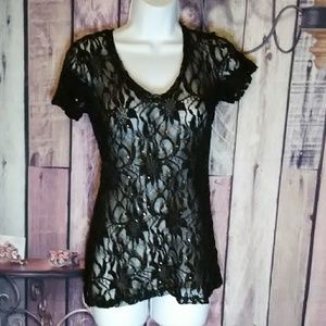 🌟 Sheer Black Lace BKE Top